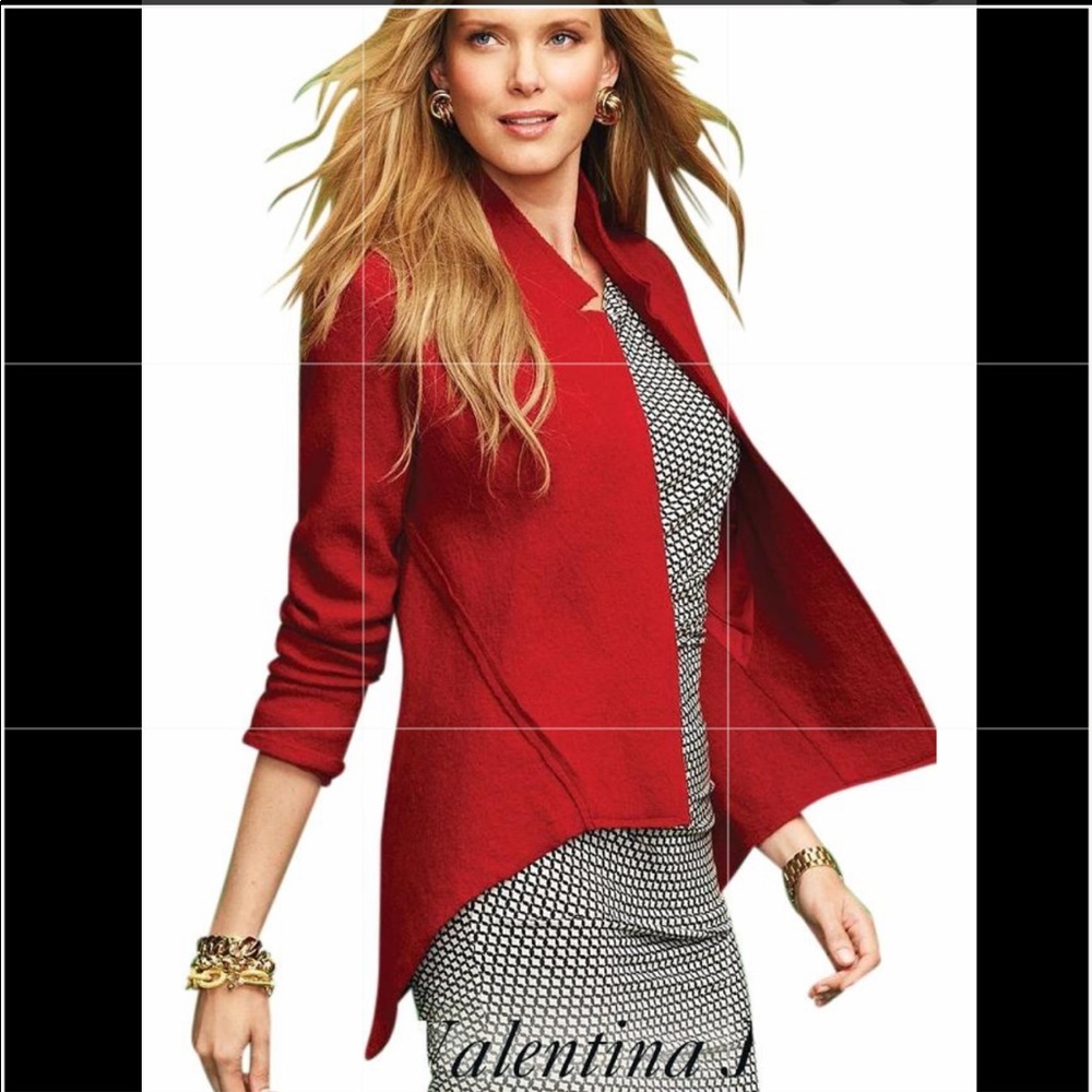 Cabi Red Wool Swing Blazer Jacket Style 528 Medium